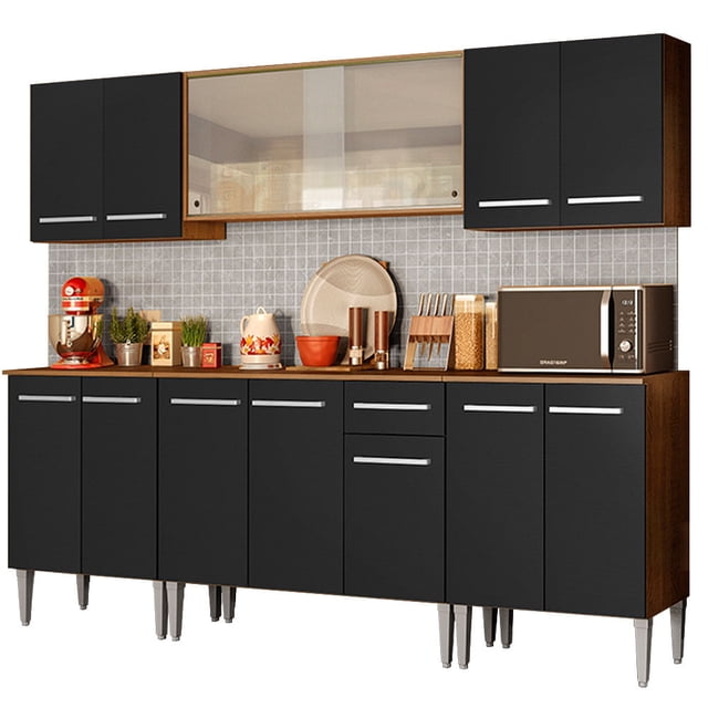 Cocina Integral 233cm Marrón/Negro Emilly Wind Madesa 02