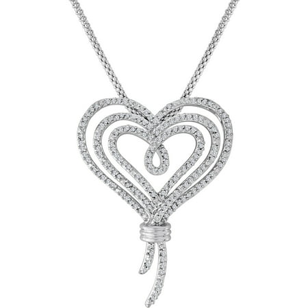 Knots of Love Sterling Silver 1/2 Carat T.W. Diamond Heart Pendant, 18