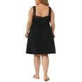 thumbnail image 3 of Agnes Orinda Women's Plus Size Lace Shoulder Straps Knee Length Sleepshirts 1X Black, 3 of 5