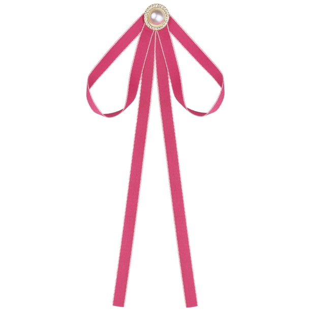 Pin de broche para mujer, lazo de satén con perla para fiesta de boda, talla única, rojo rosa