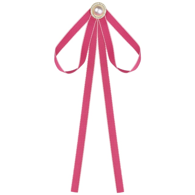 Pin de broche para mujer, lazo de satén con perla para fiesta de boda, talla única, rojo rosa