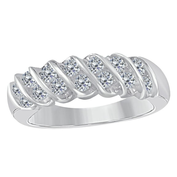 Mauli Jewels Rings for Women 0.55 Carat Engagement Wedding Band Bezel-Setting, 10K Solid White Gold, Promise Ring for Her