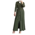 thumbnail image 1 of QIPOPIQ Robe Chemise à Manches Longues pour Femme, Boutonnée, Décontractée, Ample, Taille à Nouer, Midi, Liquidation, 1 of 7