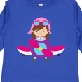 thumbnail image 4 of Inktastic Pilot Girl, Airplane, Plane, Flying, Brown Hair Girls Long Sleeve Toddler T-Shirt, 4 of 5