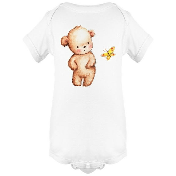 Teddy Bear With Yellow Butterfly Bodysuit Infant -Image by Shutterstock,  Newborn