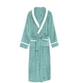 thumbnail image 2 of TIWEKE His and Hers Robes Flannel Long Length Matching Robes for Couples Thickened Warm Bathrobe Plus Size Shower Robe (Mint Green,3XL), 2 of 6
