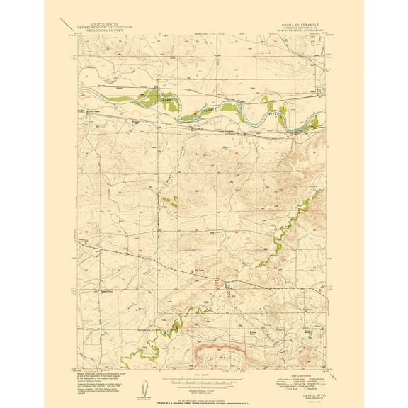 Topographical Map - Orpha Wyoming Quad - USGS 1949 - 23 x 29.33 - Vintage Wall Art
