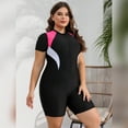 thumbnail image 4 of IBTOM CASTLE Plus Size One Piece Swimsuit for Women Tummy Control Bathing Suit Sun Protection UPF 50+ Rash Guard Surfing Swimwear 4XL Black + Pink, 4 of 8