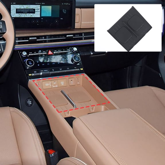 Center wireless charging storage slot mat for Santa Fe 2024,Cup Holder ,Pocket Mat, Storage Sink Mat