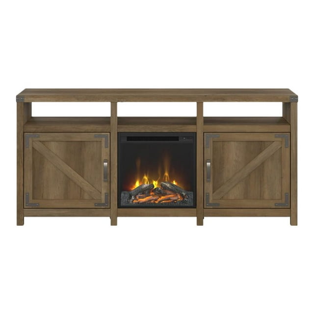 Bush Furniture Cottage Grove - Stand - pour TV - 65W Foyer Électrique - Pin Récupéré - Taille de l'Écran: jusqu'à 75"
