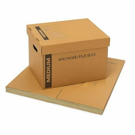 supplyhut 6 - Pack 18x15x14 Medium Standard File Storage Moving Box with Lid Letter Handles