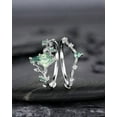 thumbnail image 3 of Kite Cut Moss Agate Leaf Engagement Ring Set, 14K White Gold Twig Branch Promise Wedding Ring, Silver 925 Vine Bridal Set For Women, 3 of 5