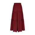 thumbnail image 2 of Vibrex Women's Skirt Women's Solid Color Skirt Women's High Waist Skirt Women's Wavy Pleated Ankle-Length Long Skirt Perfect For Dancing,Dating,Dinners,Travel,Vacation And Daily Wear_Wine_S, 2 of 7