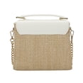 thumbnail image 6 of Packed Party Women's Woven Straw Crossbody Bag with Faux Leather Scallop and Chain Strap, White, 6 of 8