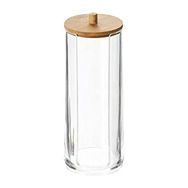 Cotton Swab Storage Box Round Clear Container for Cotton Pads Makeup Sponges