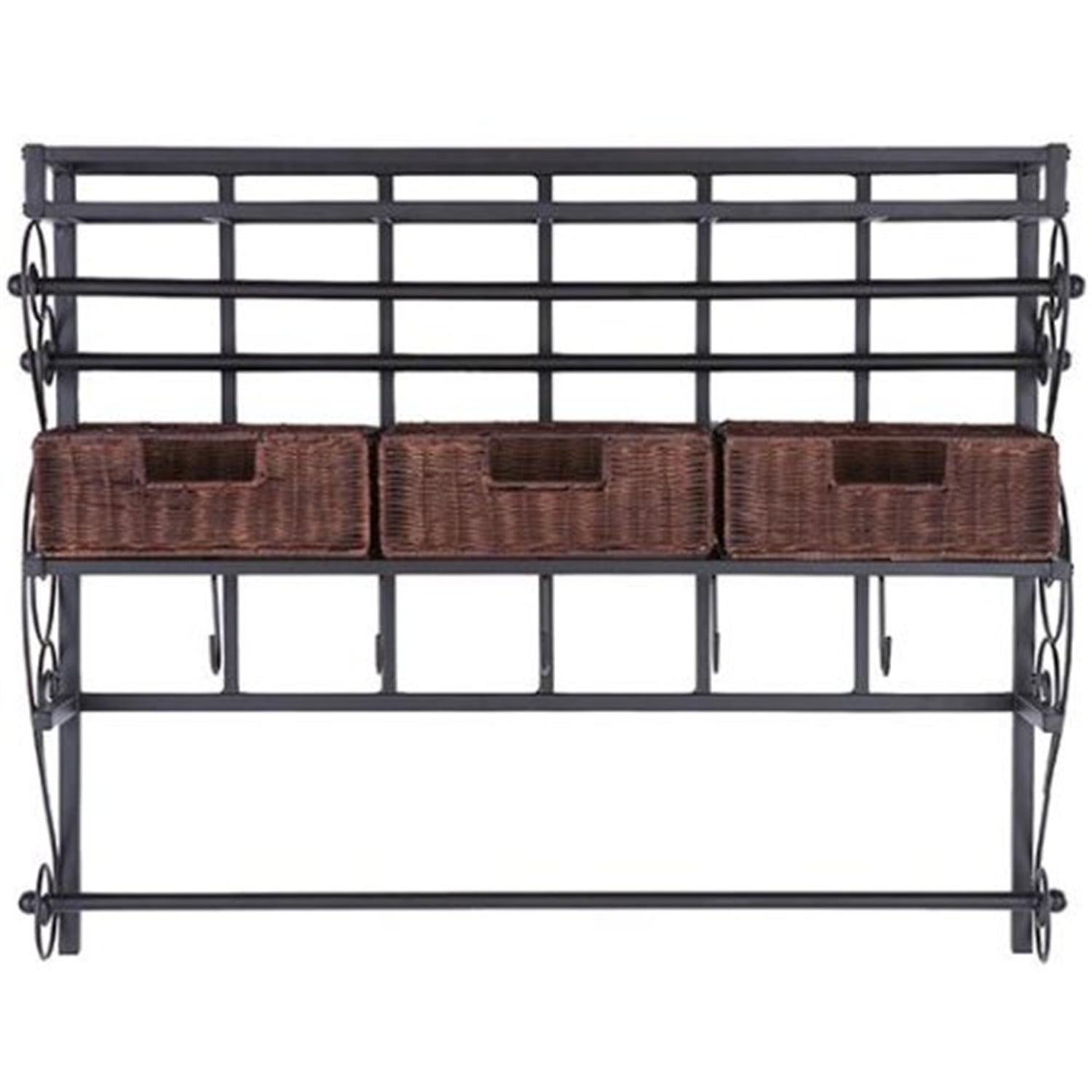 Southern Enterprises Wall Mount Craft Storage Rack With BasketsFinishBlack/Espresso,Material