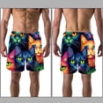thumbnail image 3 of luoweisi Men's Beach Shorts Quick Dry Swim Trunks with Mesh Lining Cartoon Cat L, 3 of 5