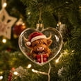 thumbnail image 4 of Tyidzon Highland Cow Christmas Ornament, Heart Shape Flat Acrylic Print with Hanging Cord for Highland Cow Lovers and Tree Decoration, 3.15 in, 4 of 7