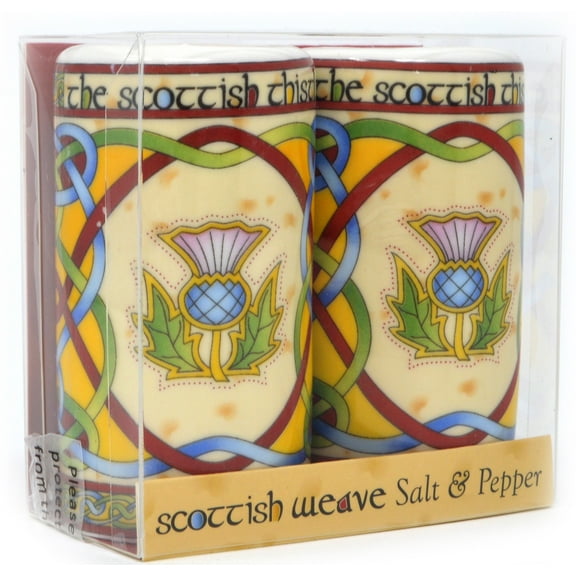 Scottish Weave Salt and Pepper Thistle Ceramic Shakers