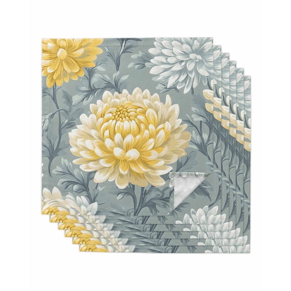 Hokiten Kitchen Dinner Napkins Set of 6 Yellow Green Floral Spring Cloth Napkins Reusable Washable Table Napkins for Weddings Cocktail Parties Holiday Table Decor 20x20 Inch