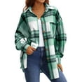 thumbnail image 3 of UVN Plaid Shirts for Women Flannel Long Sleeve Shacket Jacket Ladies Shirt Button Down Top Casual Coats, 3 of 7
