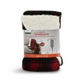 Sunbeam Microplush Sherpa Electric Heated Throw Blanket, Red and Black Buffalo Plaid