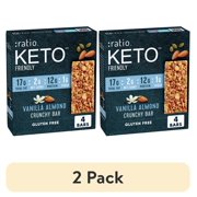 (2 pack) Ratio Crunchy Bar, Vanilla Almond, 12g Protein, Keto Friendly, 5.8 OZ (4 Bars)