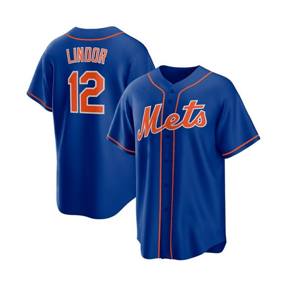 New York Mets Maillot de Baseball pour Hommes DEGROM 48 LINDOR 12 SENGA 34 Nom de Joueur Adulte Réplique