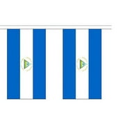 10' Nicaragua String Flag Party Bunting Has 10 Nicaraguan 6"x9" Polyester Banner Flags Attached, Popular for School Classroom, Bars, Restaurants, World Cup Theme Parties