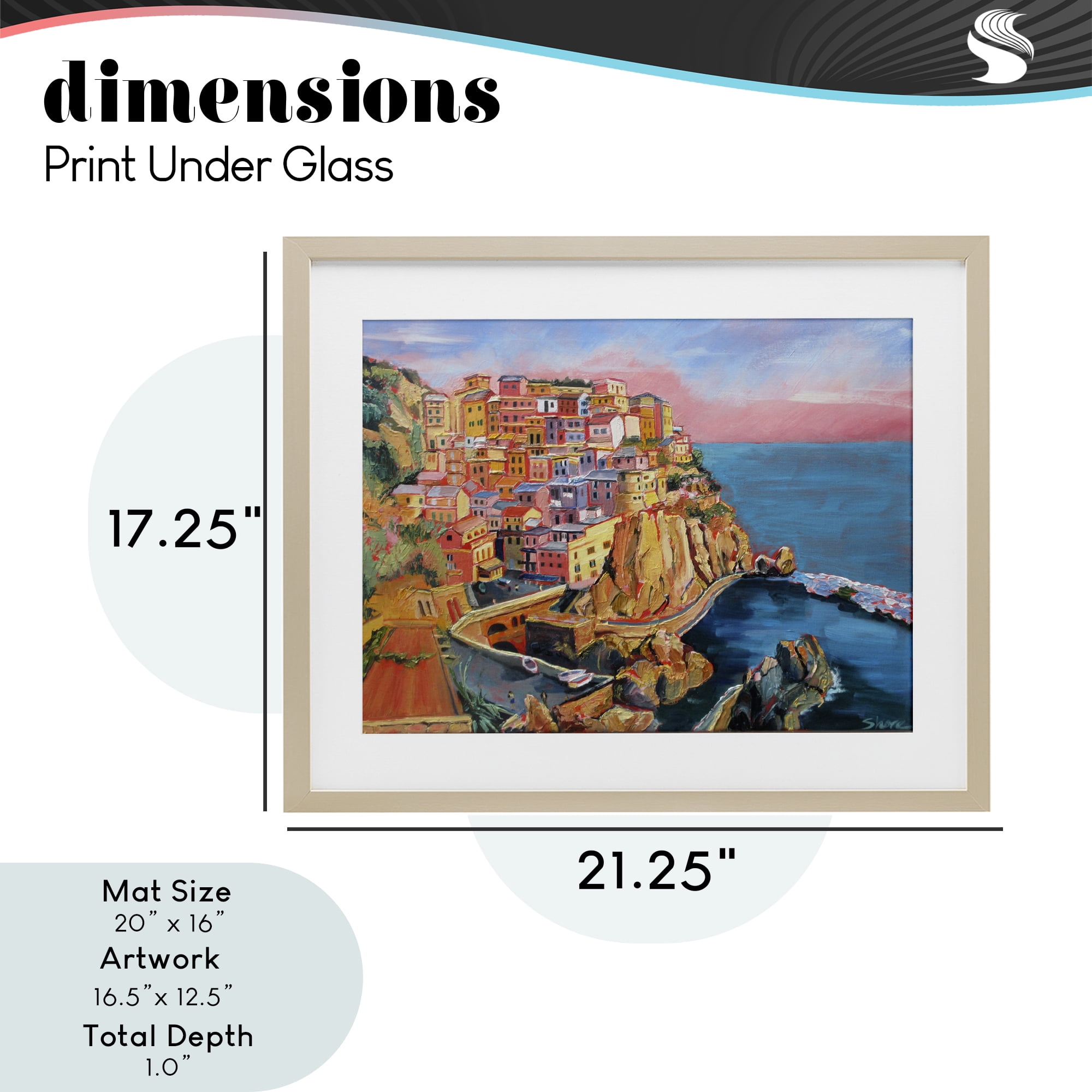 Stupell Industries Cinque Terre Seascape Architecture Birch Framed Print Under Glass, design by Maxine Shore
