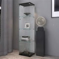 thumbnail image 2 of Lighted 4 Shelves Glass Cabinet Glass Display Cabinet with One Door, Black, 2 of 5
