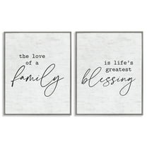 Stupell Industries Love of Family is Life's Greatest Blessing Minimal Quote Framed Wall Art Design by Lettered and Lined, 2 Piece, 11" x 14", Gray Framed