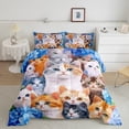 thumbnail image 2 of YST Kids Cute Cat Comforter Cartoon Pet Cats Bedding Set for Children Boys Girls Cute Kitten Print Comforter Set Cat Lover's Animal Themed Design Quilt Set Bedroom Collection 2Pcs Twin Size, 2 of 7
