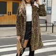 thumbnail image 2 of Stichou Women's Faux Fur Long leopard Coat Teddy Fuzzy Fleece Open Front Cardigan Elegant Lapel Collar Long Sleeve Longline Loose Jacket Green M, 2 of 7