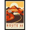 thumbnail image 1 of Route 66 - Mother Road - Simplified - Lantern Press Artwork (24x36 Giclee Art Print, Gallery Framed, Black Wood), 1 of 1
