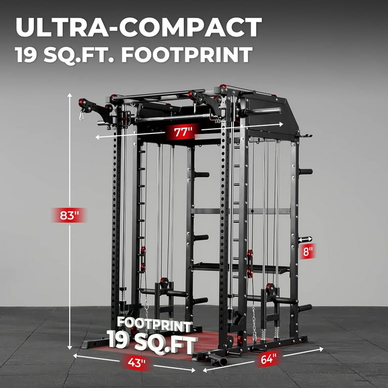 Mikolo Smith Machine Home Gym, All-in-One Power Rack with Smith
