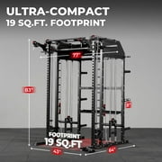 Mikolo Smith Machine Home Gym, All-in-One Power Rack with Smith Cage and Functional Trainer, Squat Rack with 2:1 Dual Pulley Cable System and Extended Forward Reach, Vertical Leg Press