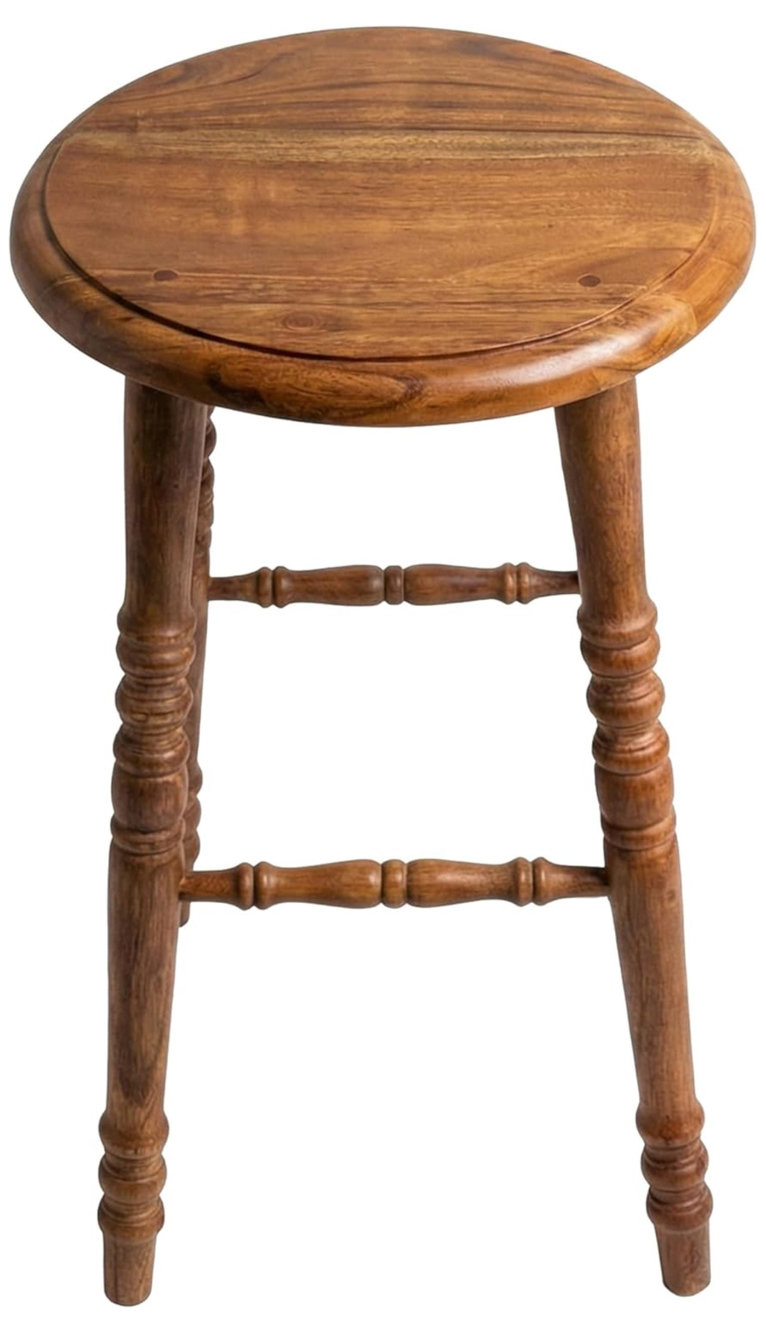 Baylor Farmhouse Counter Stool, Rustic Vintage-Style Wooden Bar Stool, 24-Inch Solid Wood, Pre-Assembled for Kitchen & Home Bar, Sustainable, Natural Brown Finish