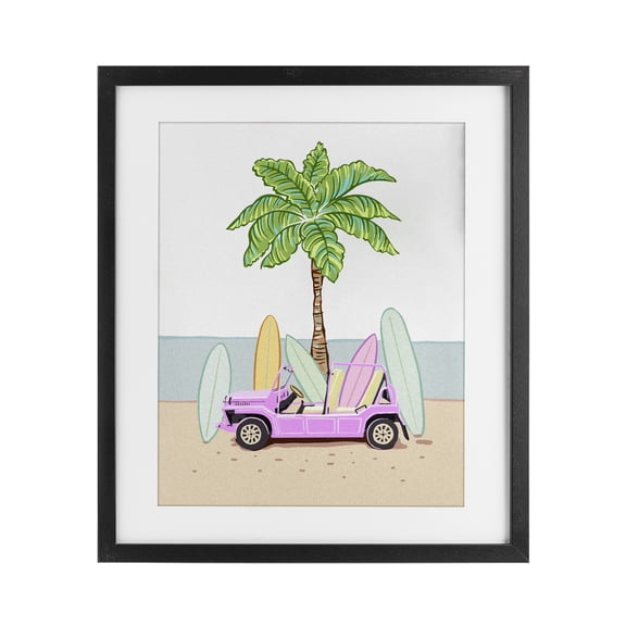 Surfboard Filled Car Black Framed Print Under Glass, design by Ziwei Li