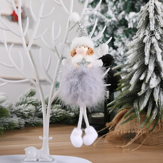 SIfdSeng Hanging Decorations Outdoor Cute Feather Angel Pendant Christmas Decorations Christmas Tree Pendant Children's Gift Masquerade Party Decorations Hanging Decorations Lighted