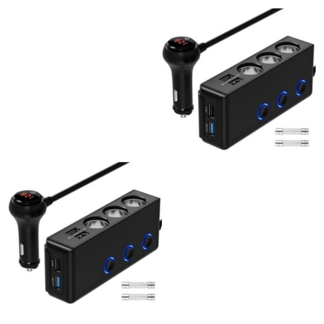 Dalazy 1/2/3/5 Convenient And Universal Cigarette Lighter USB Car Recharger With Battery black 2PCS