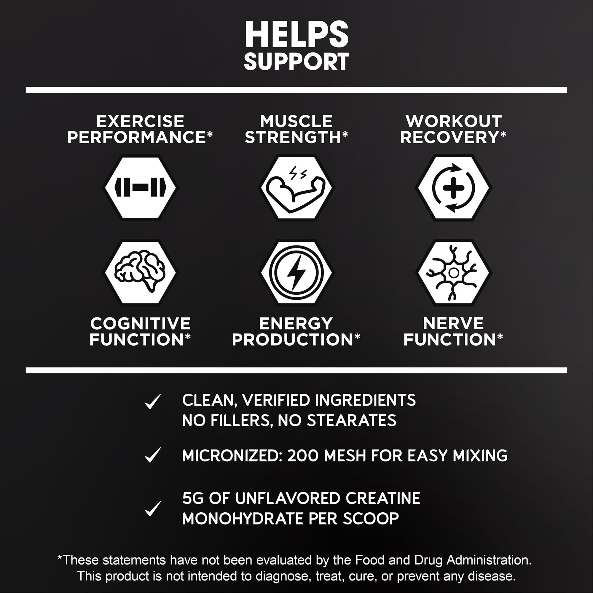 BioEmblem Creatine Monohydrate Powder - Unflavored Micronized Creatine Easily Mixes - Muscle Strength, Workout Recovery, Exercise Performance - 300g Creatine Supplement - Non-GMO, Vegan- 60 Servings