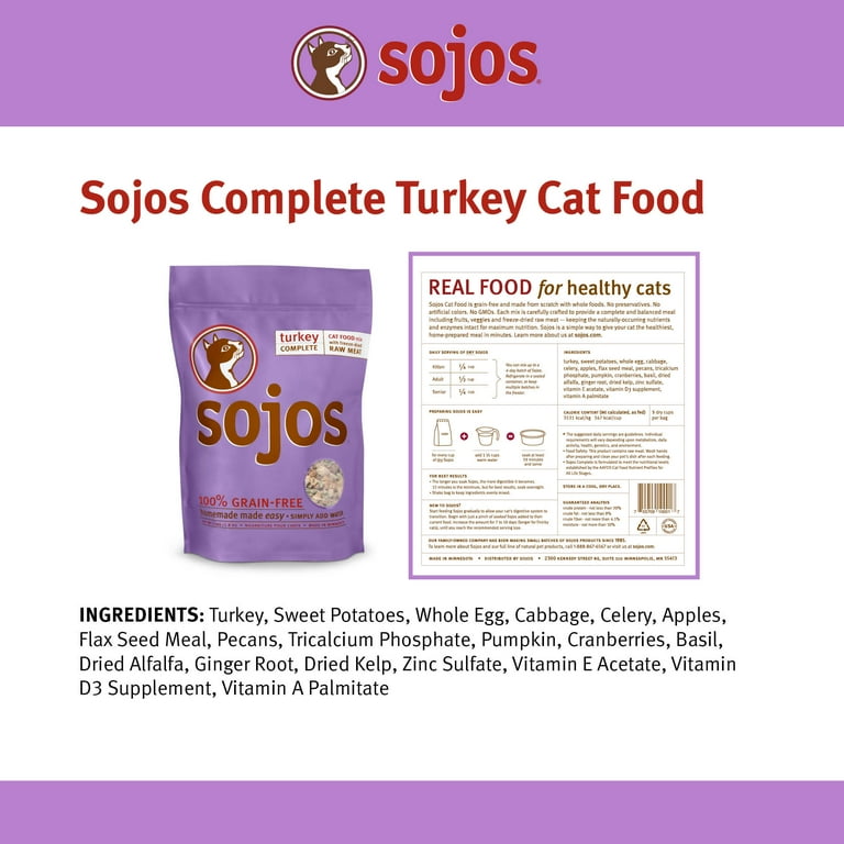 Sojos Complete Turkey Recipe Dehydrated Cat Food 4 lb Walmart