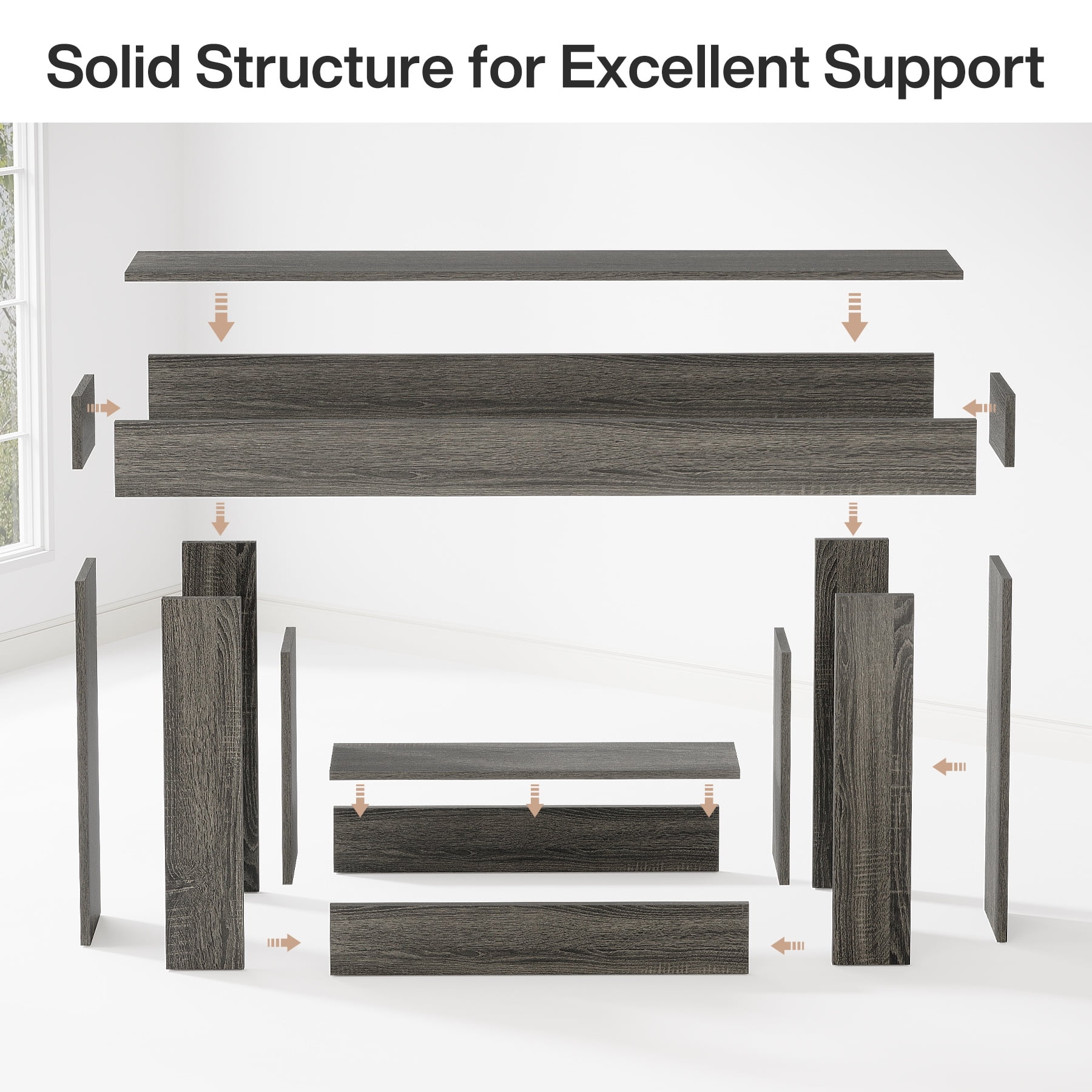 Tribesigns 63" Console Table, Farmhouse 2-Tier Entryway Table with U-Shaped Base