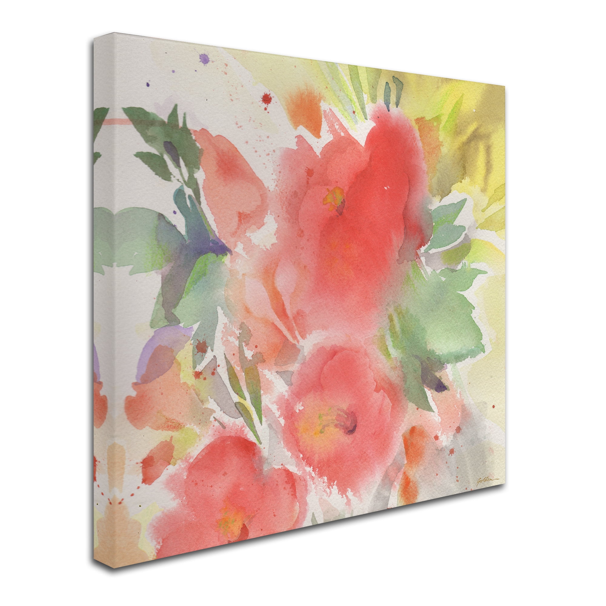 Sheila Golden 'Trio in Red and Coral' Huge Canvas Art 35 x 35