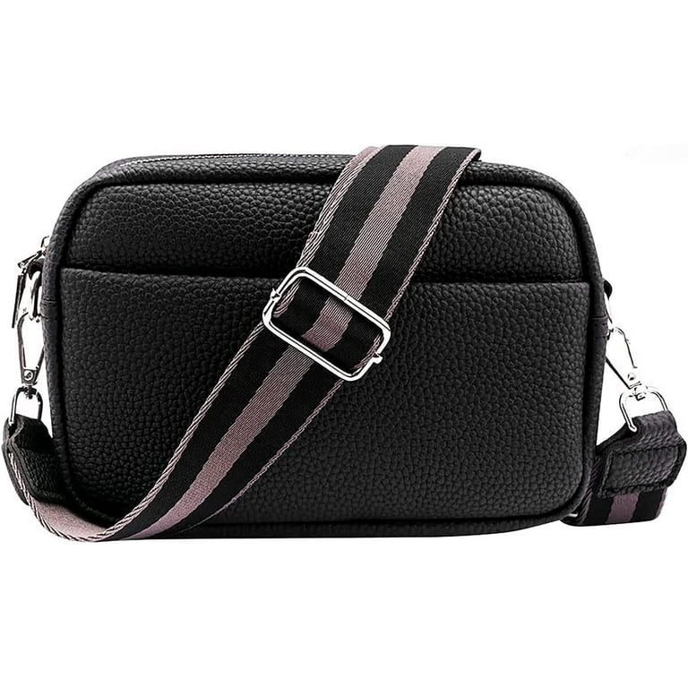 Crossbody Bag for Women, Small Leather Camera Purse Thick Strap