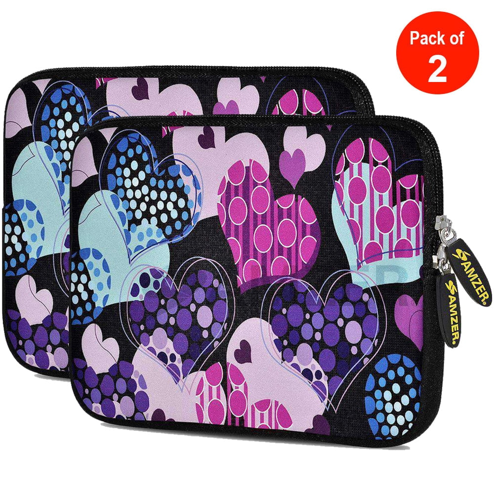 AUPET Purple Hearts Universal 7~8 inch Tablet Portable Neoprene Zipper Carrying Sleeve Case Bag 