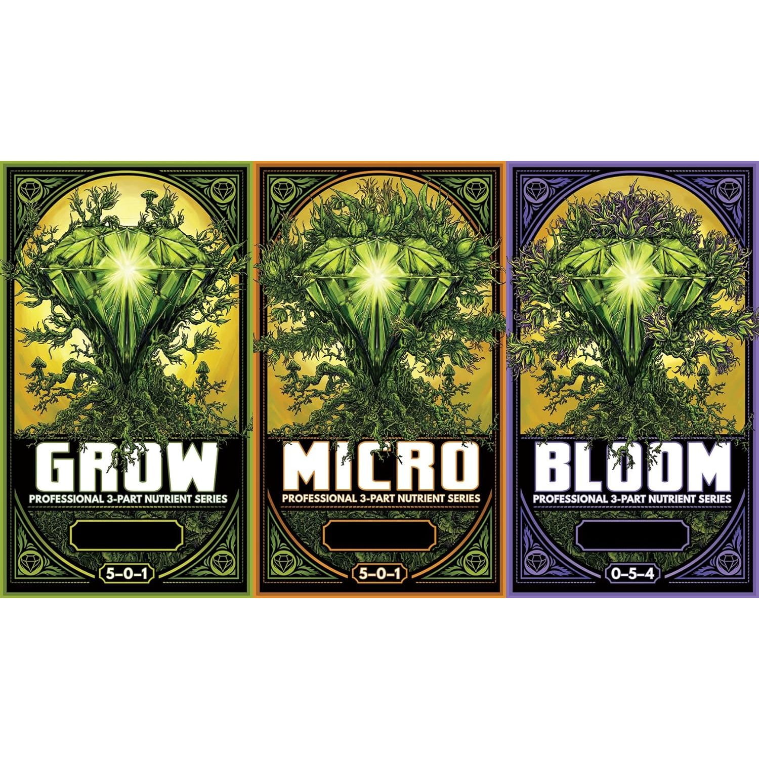 Emerald Harvest GL56723870.878.886 Grow, Micro, Bloom Combo, 0.95 L fertilizers, Natural