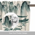 thumbnail image 6 of Ink Landscape Valance Curtain for Windows Watercolor Chinese Style Mountain Ship Rod Pocket Curtain Valances Short Window Treatments Panels for Kitchen Bathroom Laundry Room Basement 60 x 18 Inch, 6 of 9