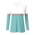 thumbnail image 6 of Atogsazn Women's Long Sleeve Blouse Striped Casual Dressy V Neck Pullover Shirt Loose Fit Tops Outfit Clothing 02-Sky Blue L Fashion, 6 of 7